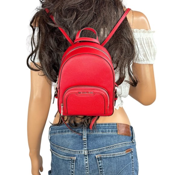 Michael Kors Jaycee XS MINI Convertible Zip Pocket Backpack Bright Red - Picture 2 of 14